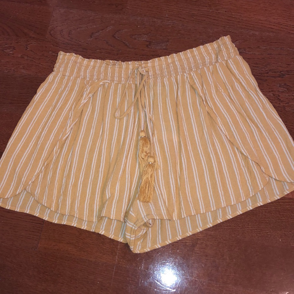 yellow and white striped shorts